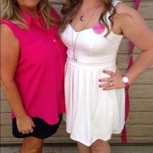 White Pleated Dress w/ Heart Detail